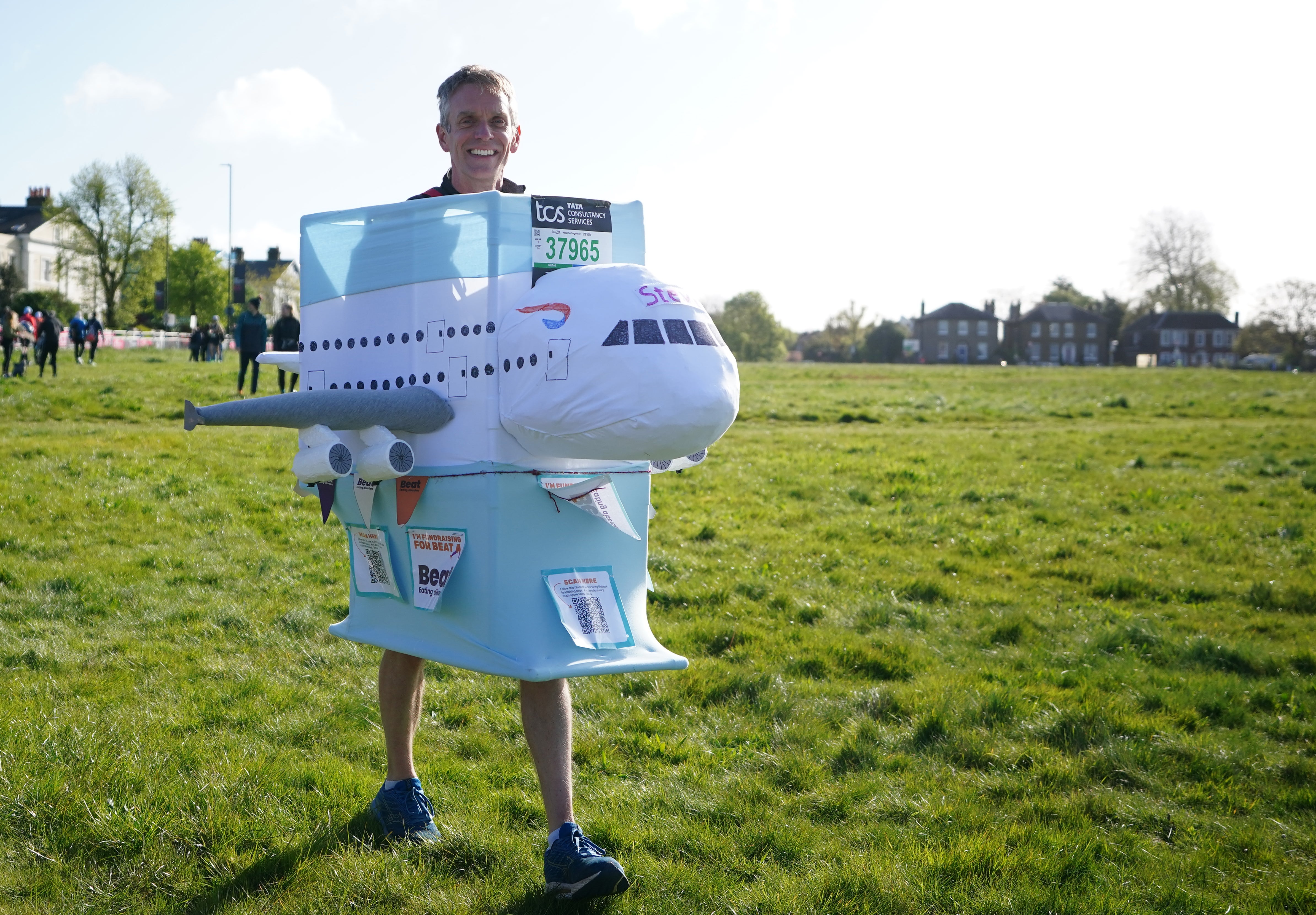 An aeroplane prepares for take-off