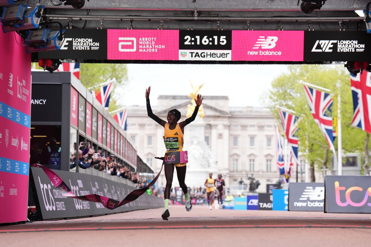 Peres Jepchirchir smashes women’s-only world record to win London Marathon