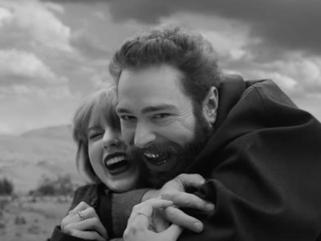 <p>Taylor Swift and Post Malone in the ‘Fortnight’ music video</p>