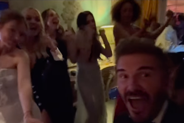 <p>David Beckham films the Spice Girls reunion at his wife Victoria’s 50th birthday</p>