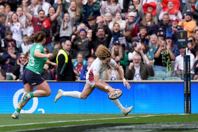 Ellie Kildunne scored a hat-trick as England beat Ireland in the Six Nations (Gareth Fuller/PA)