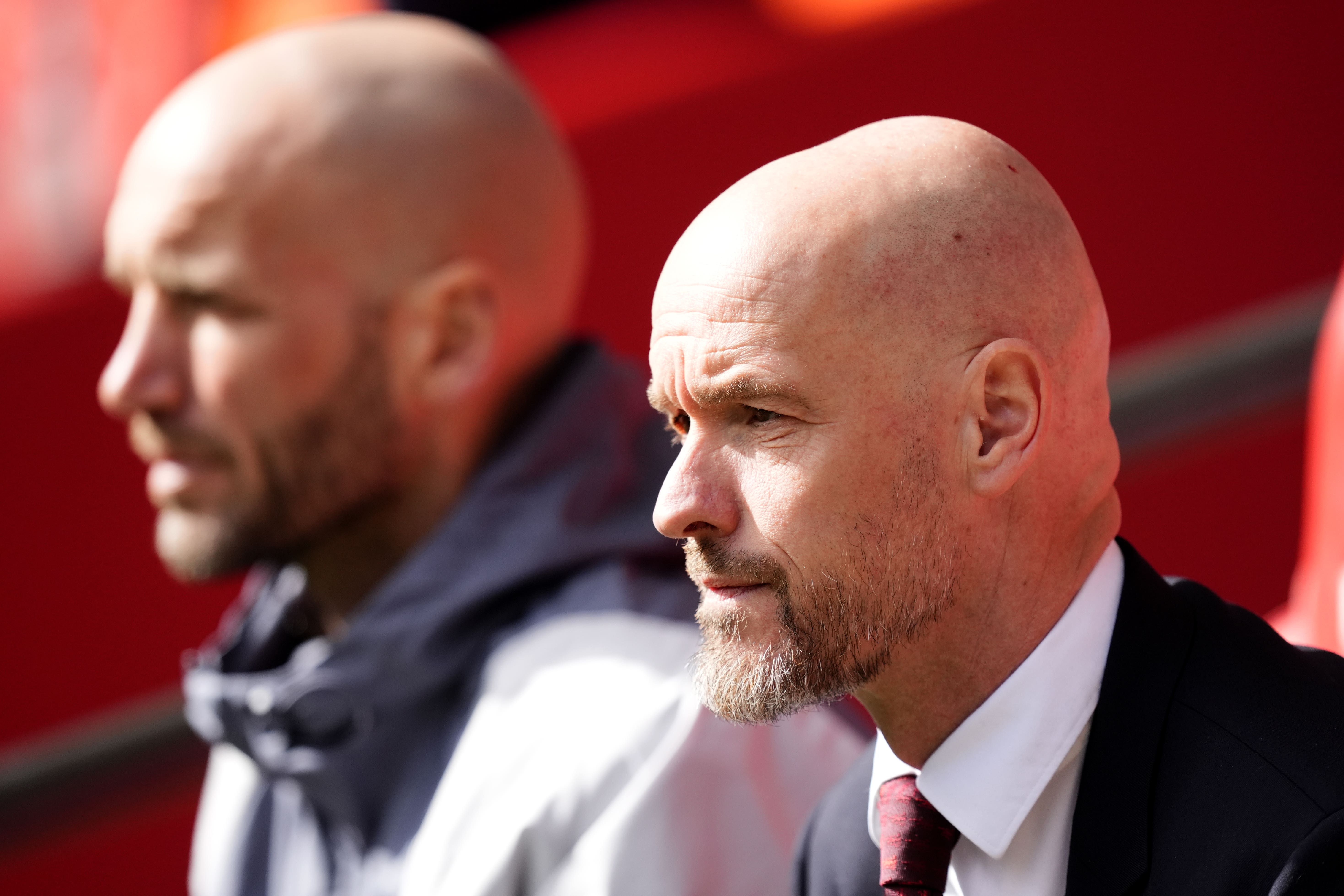 Manchester United manager Erik ten Hag (right) admitted his side had some fortune