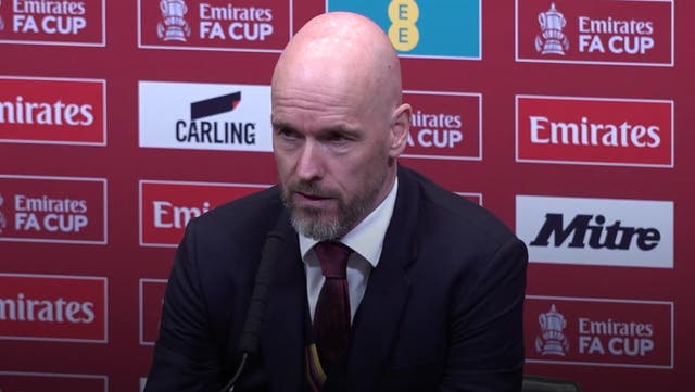 <p>FA Cup: Erik Ten Hag denies victory over Coventry on penalties was ‘embarrassment’.</p>