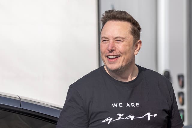 <p>Elon Musk leaves the Tesla Gigafactory near Gruenheide, Germany, on 13 March 2024  </p>