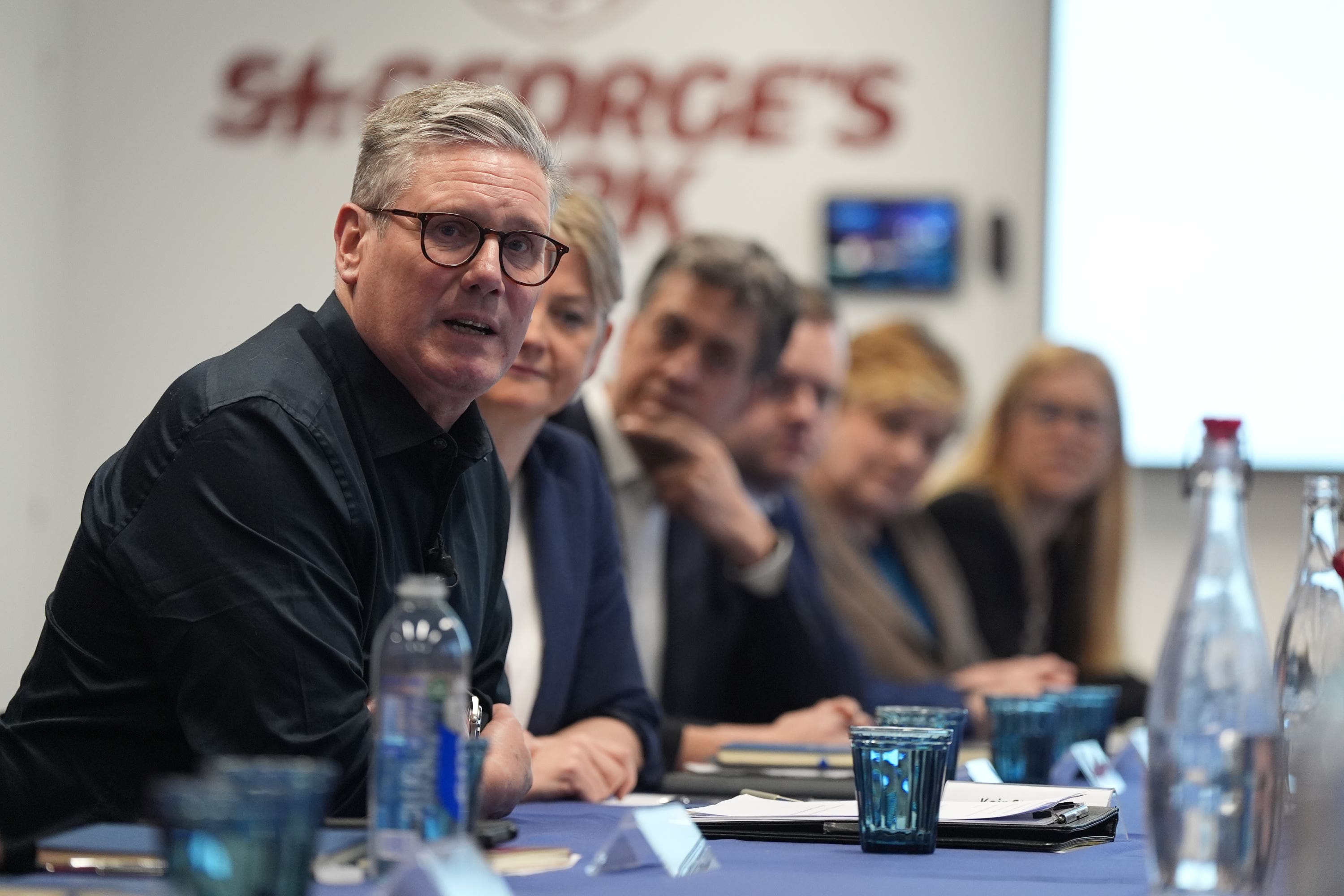 Labour Party leader Sir Keir Starmer holds a meeting with members of his shadow cabinet (Jacob King/PA)