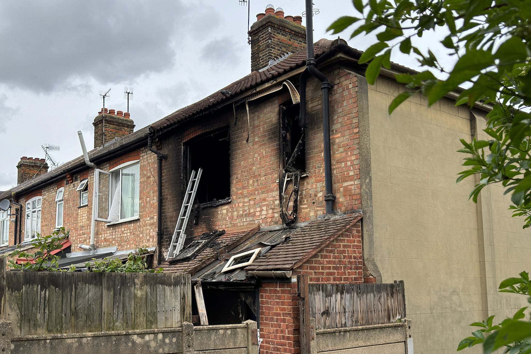 Charred remains of house on Forest Road, Walthamstow