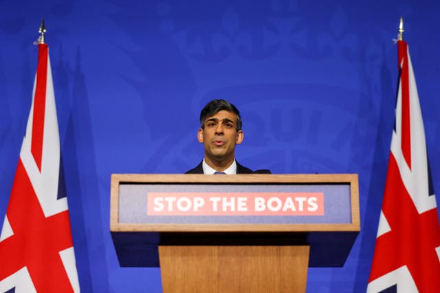 <p>Prime Minister Rishi Sunak speaks during a press conference in Downing Street, London. </p>