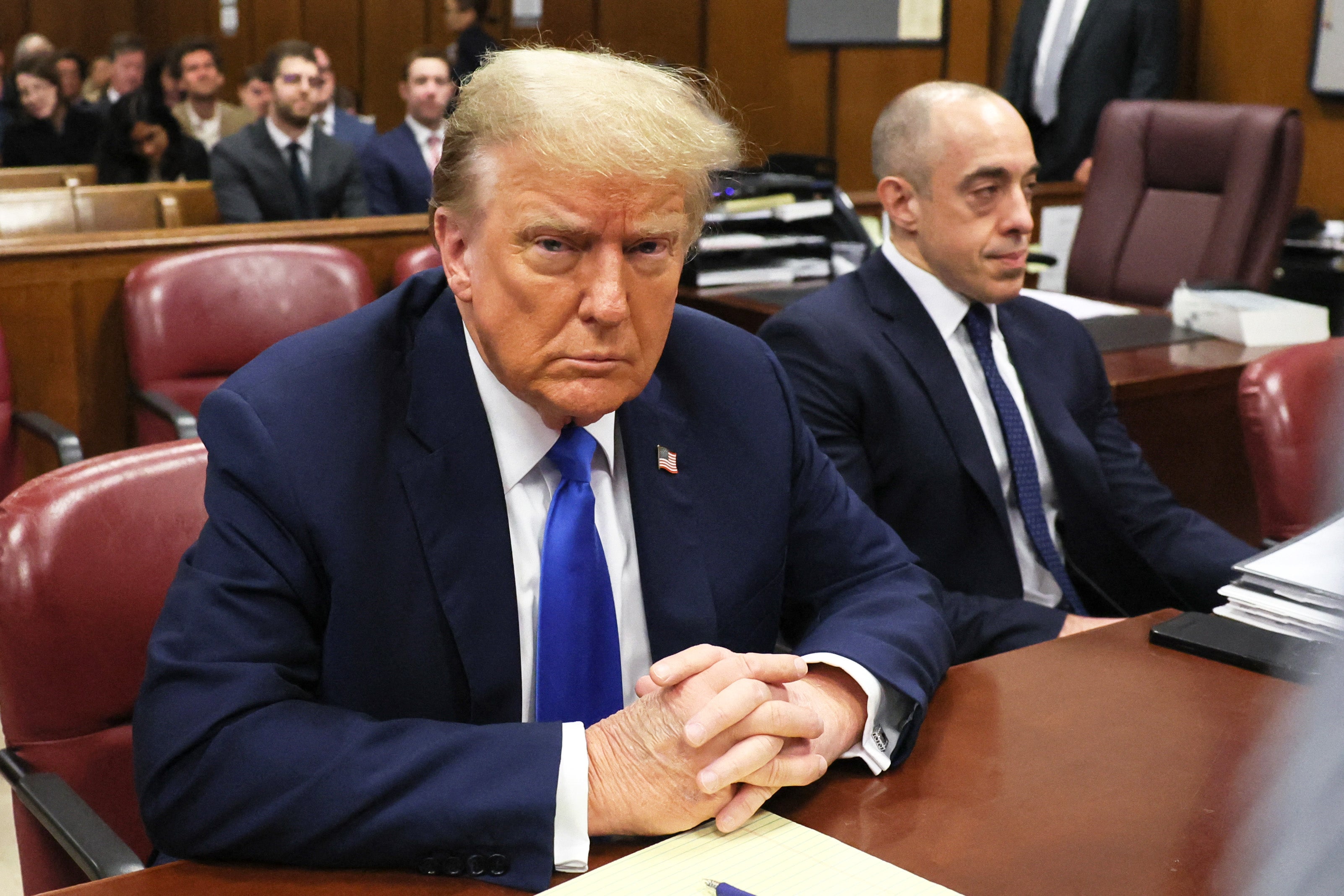 Donald Trump in court on 22 April