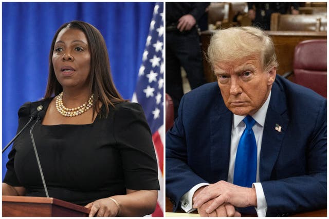 <p>New York Attorney General Letitia James (left) and Donald Trump (right) have come to an agreement so the former president can move forward with the $175m bond in his civil fraud judgement</p>