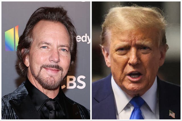 <p>Eddie Vedder and Donald Trump</p>
