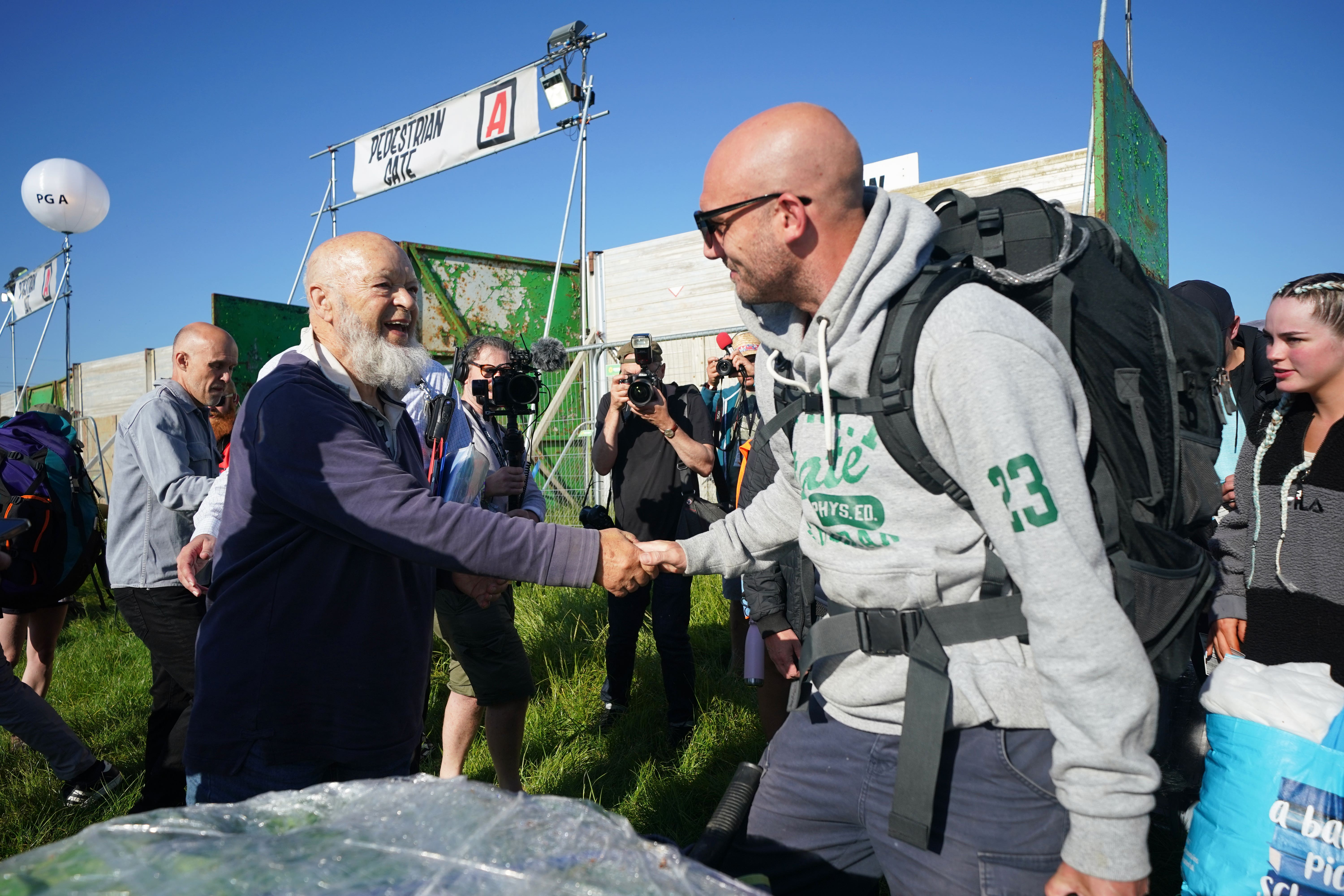 Michael Eavis (left) will be knighted by the Princess Royal on Tuesday at Windsor Castle. (Yui Mok/PA)