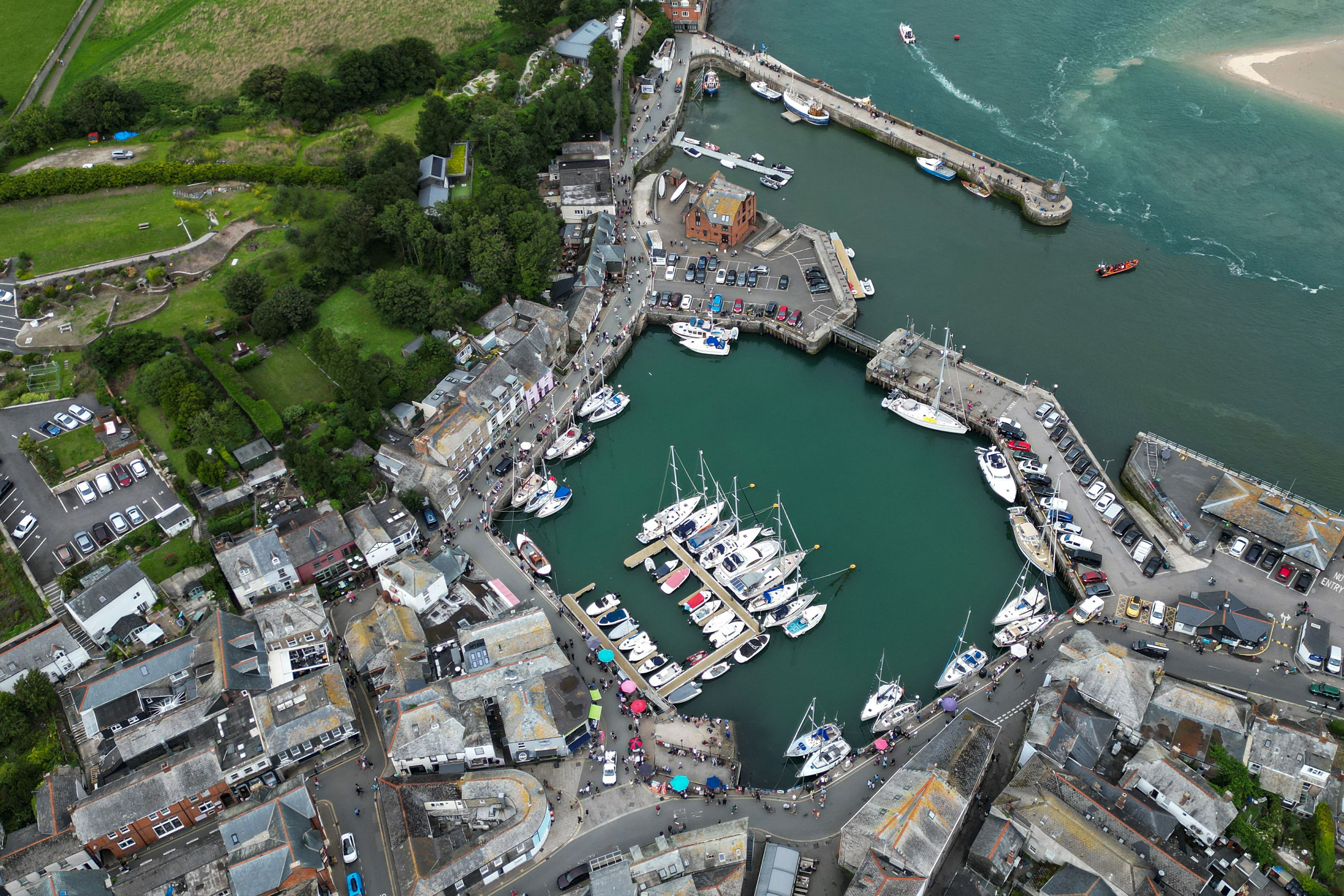 An aerial view of Padstow in Cornwall