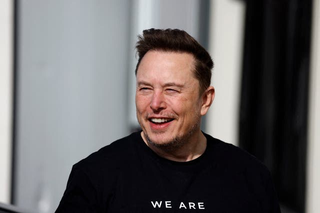 <p>Elon Musk during a visit to Tesla’s plant in Gruenheide near Berlin, Germany, on 13 March 2024</p>