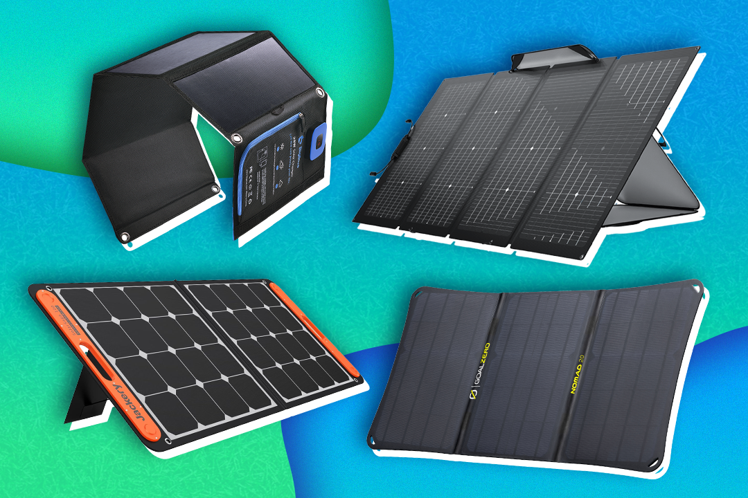 The top solar panels are small enough to carry, but powerful enough to charge laptops