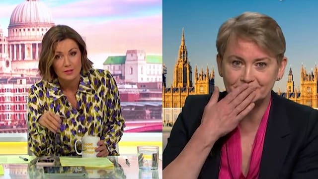 <p>Labour MP Yvette Cooper swears live on Good Morning Britain Rwanda debate as Susanna Reid is forced to apologise.</p>