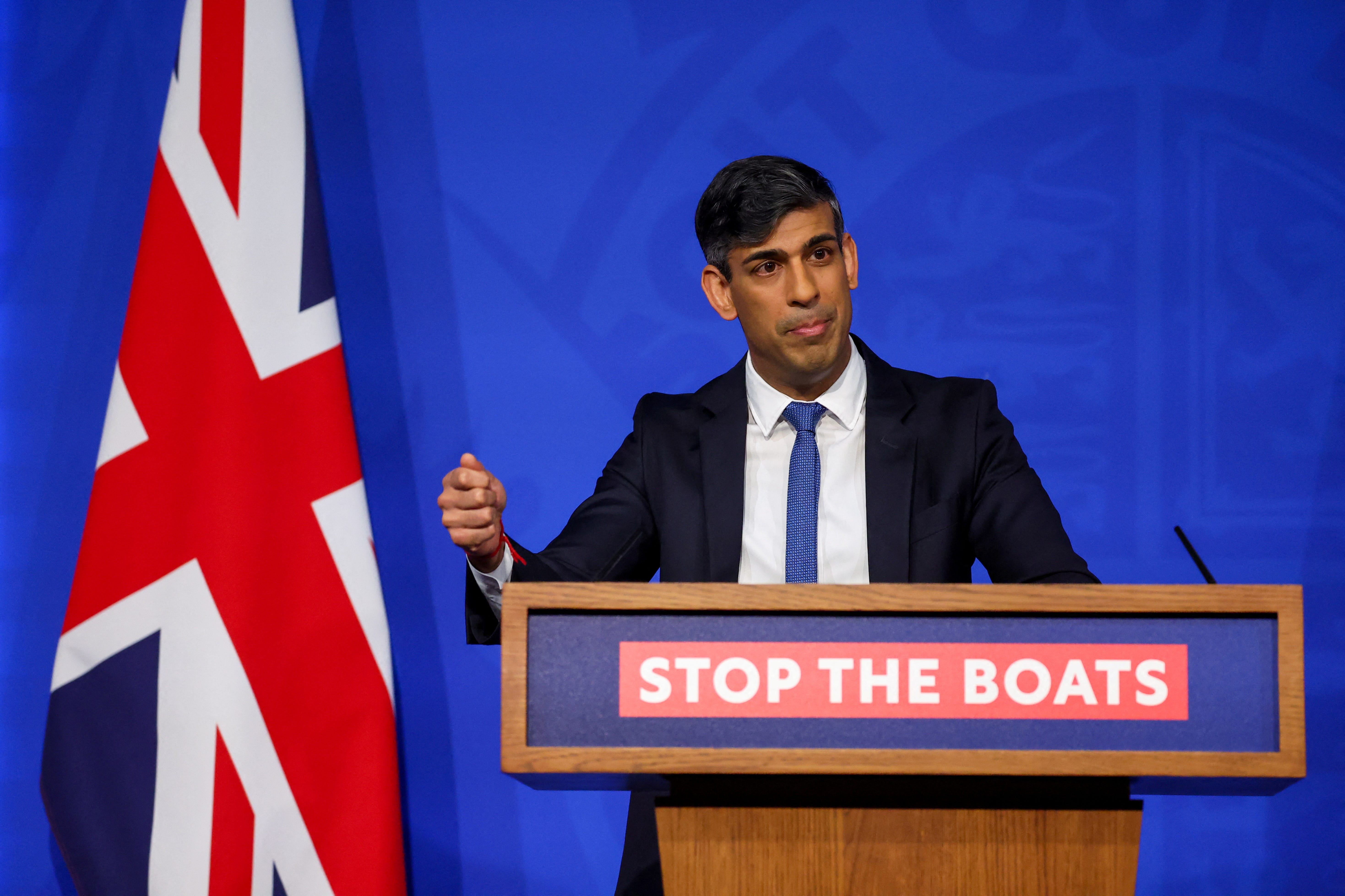 Prime minister Rishi Sunak addresses a press conference in Downing Street this week