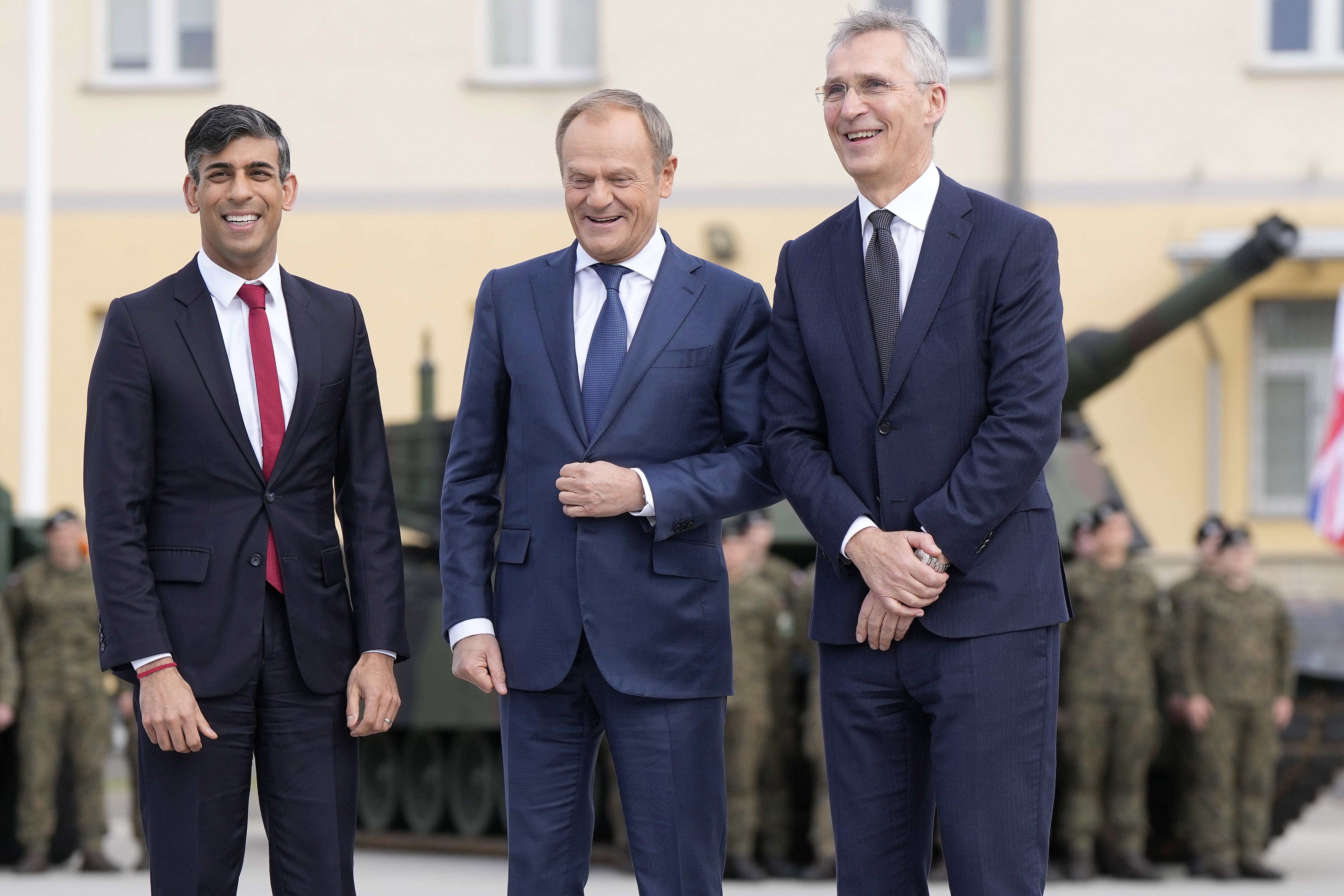 Sunak with PM of Poland Donald Tusk and Nato secretary general Jens Stoltenberg