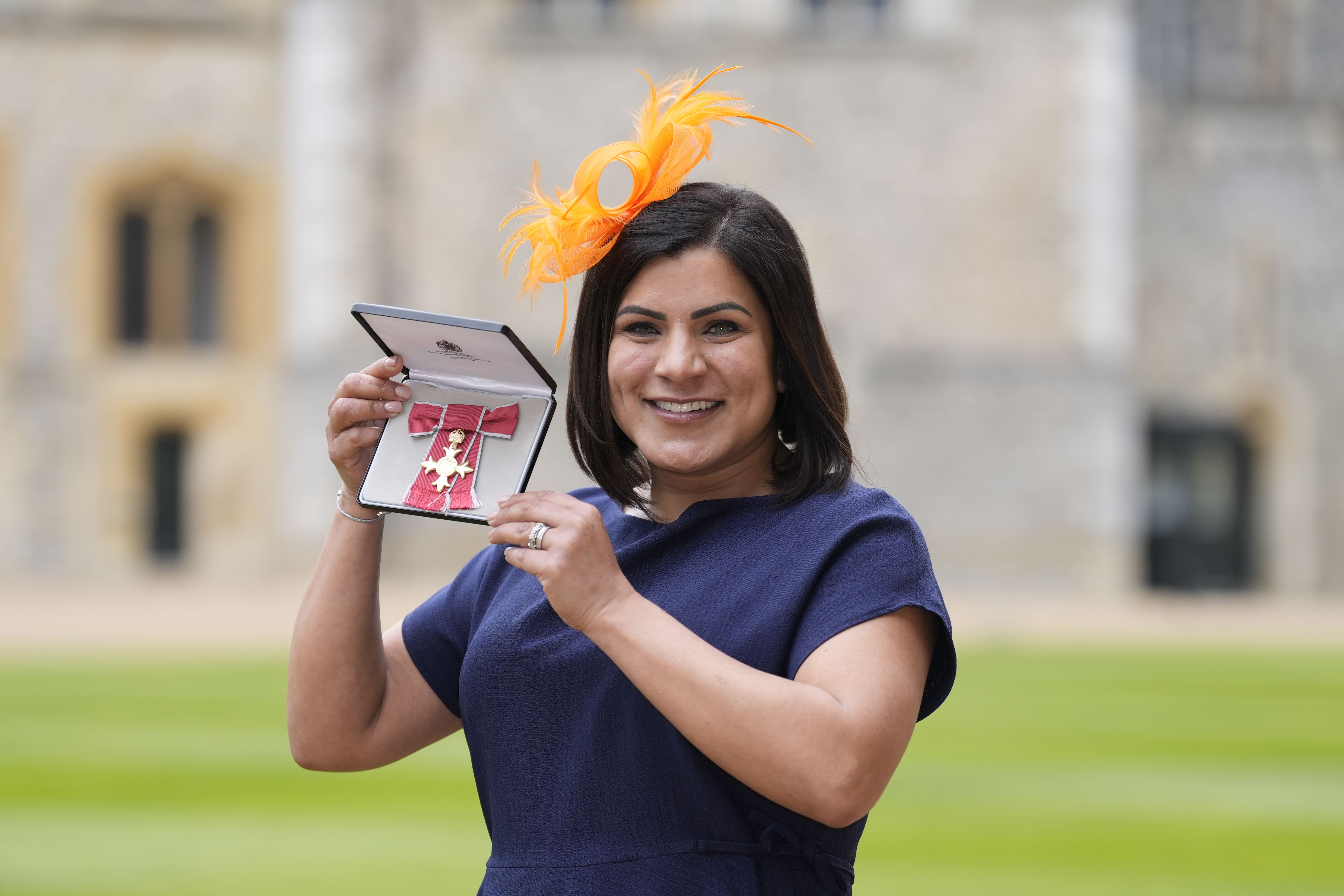 Charity founder Camilla Bowry was made an OBE at Windsor Castle after a ceremony with the Princess Royal (Andrew Matthews/PA)