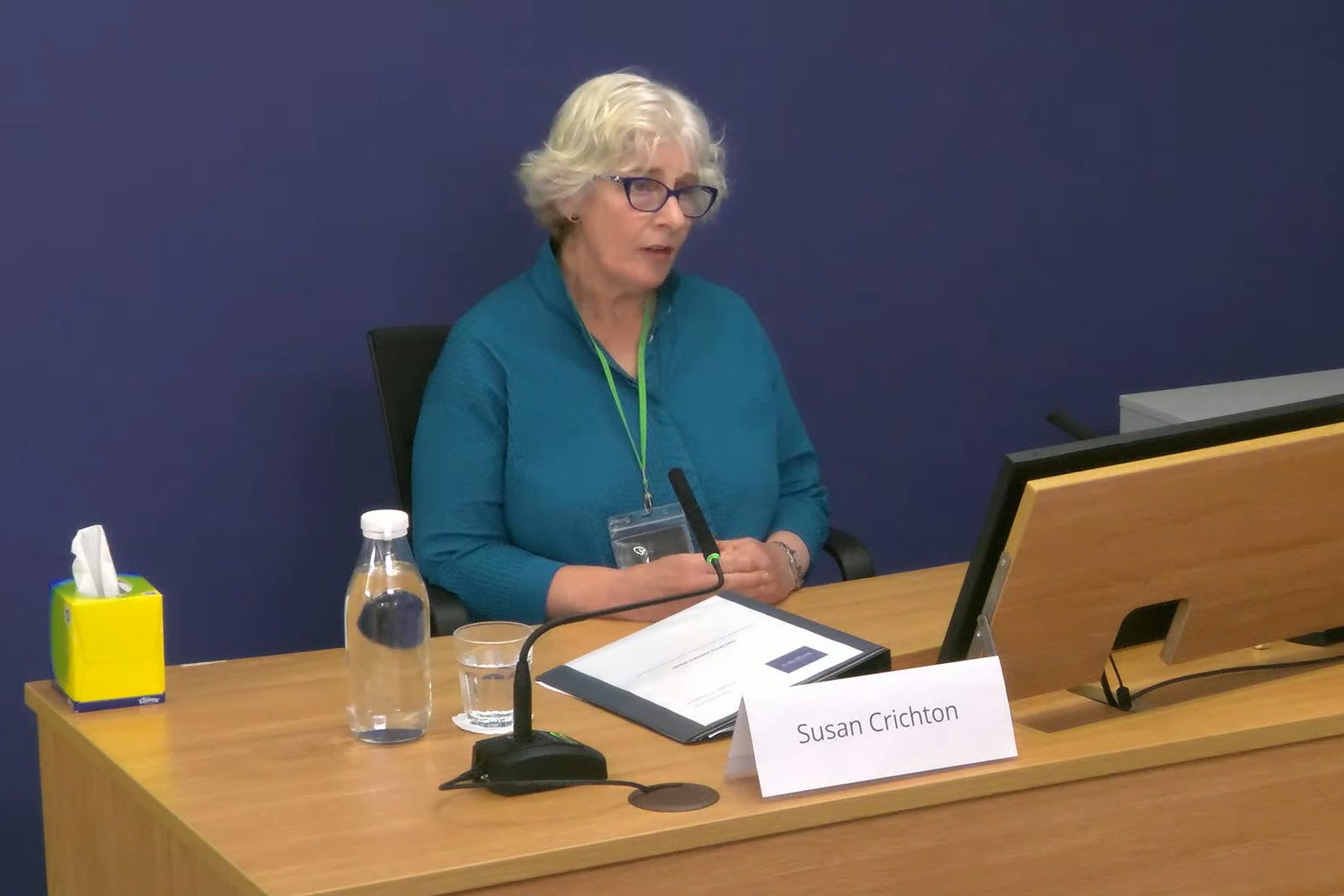 Susan Crichton, former company secretary and general counsel of Post Office Ltd, giving evidence
