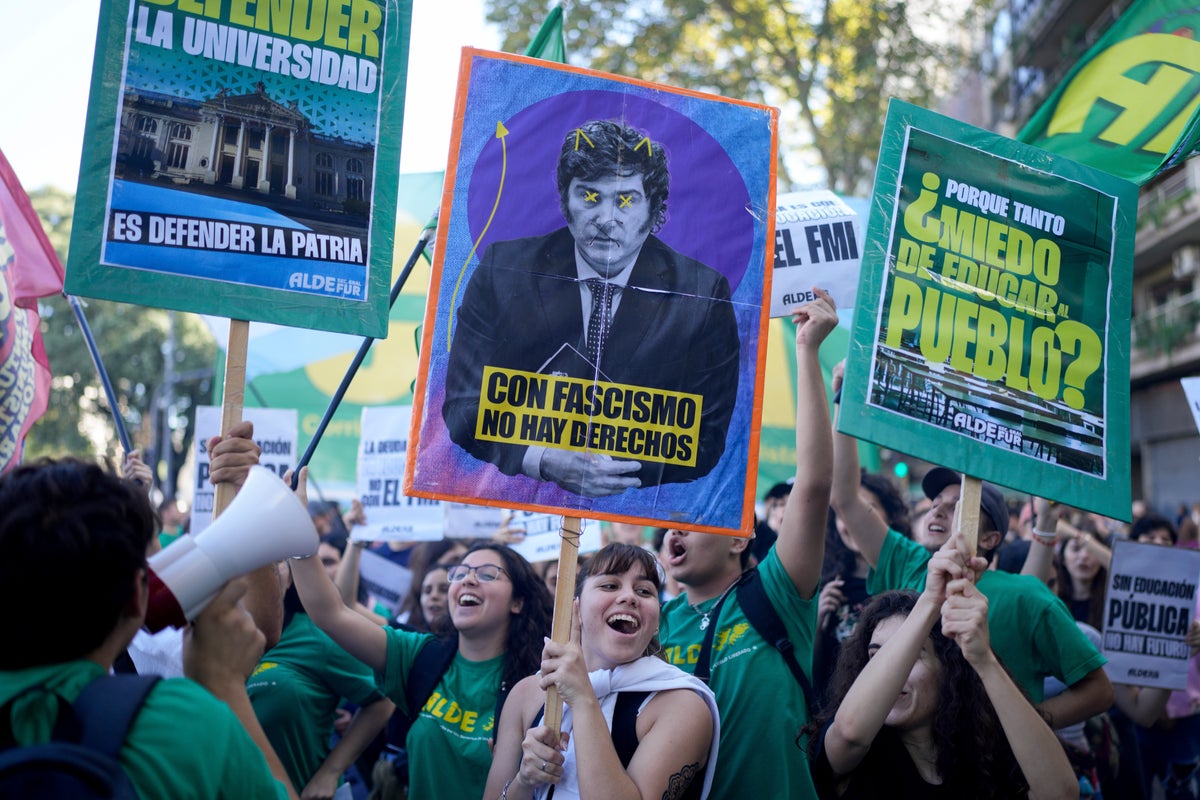 Argentina’s students take to streets in protest against Javier Milei’s austerity plan