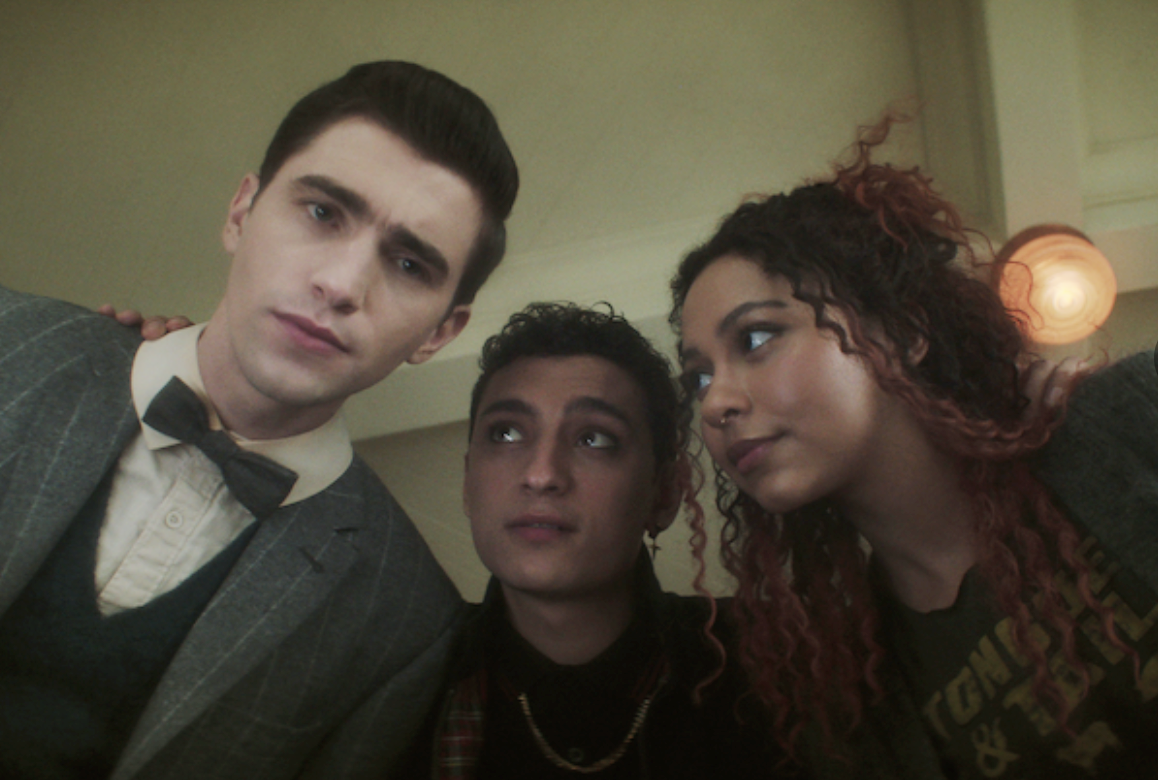 George Rexstrew as Edwin, Jayden Revri as Charles and Kassius Nelson as Crystal in ‘Dead Boy Detectives’