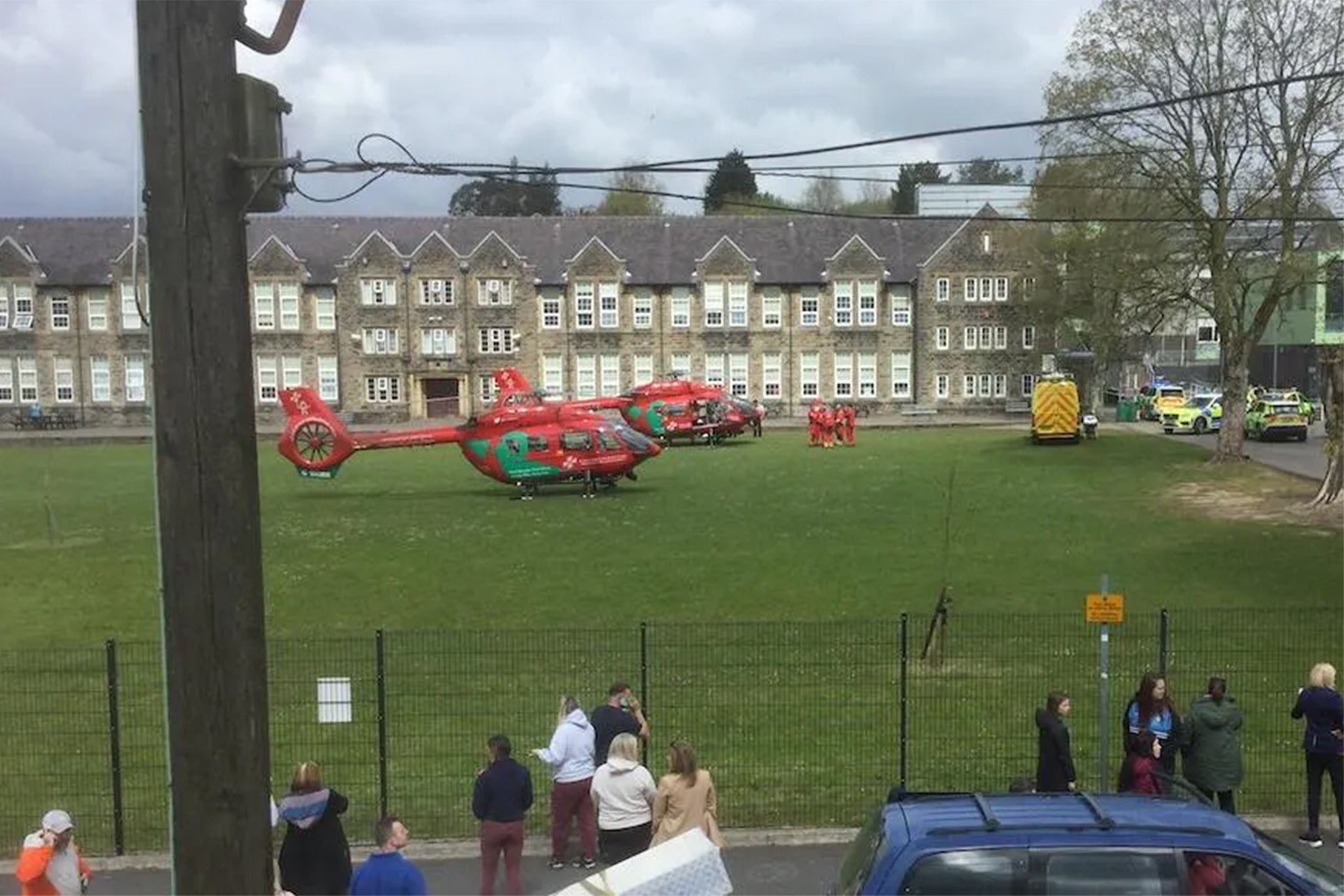 Air ambulances landed near the school on Wednesday