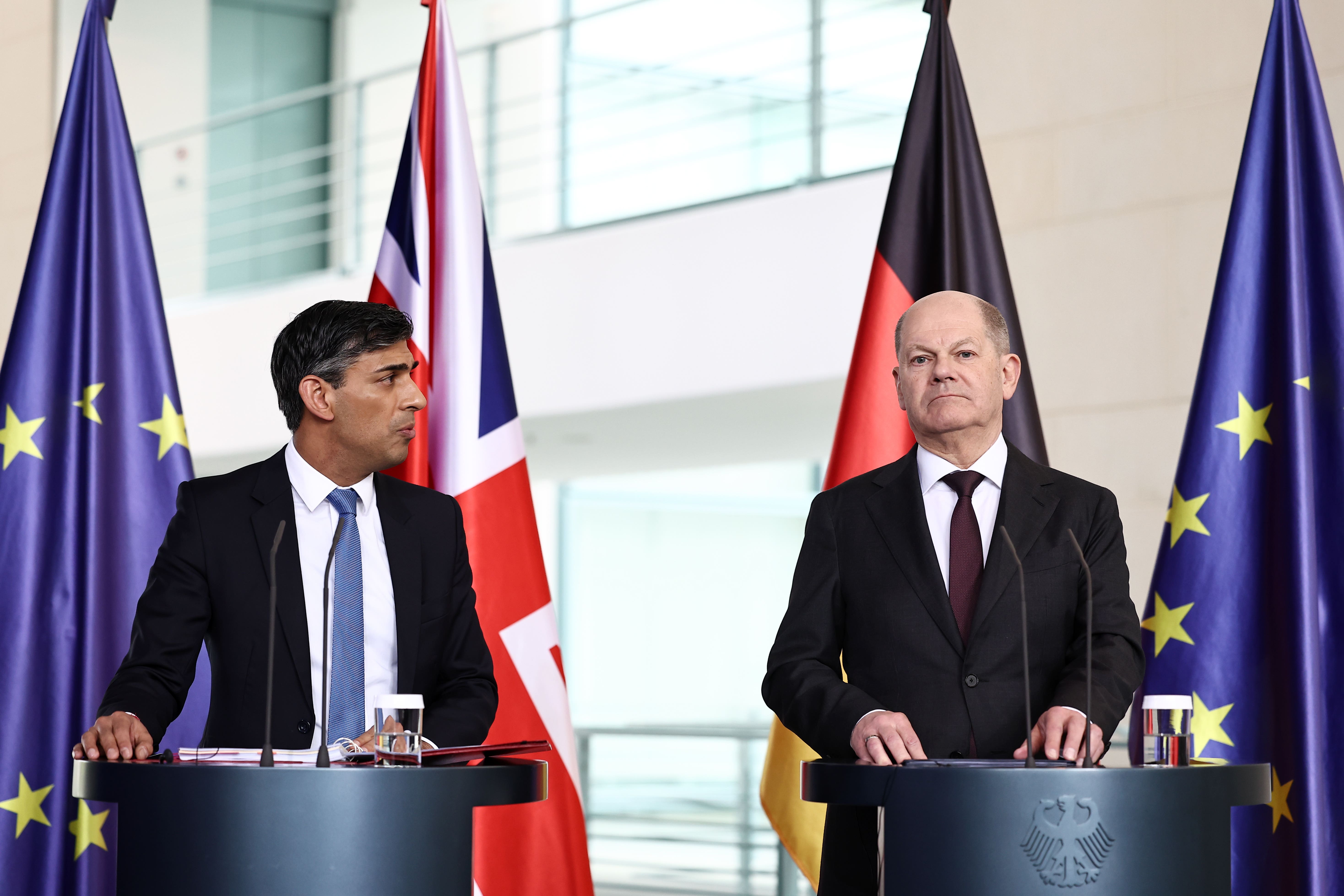 Prime minister Rishi Sunak and Germany’s chancellor Olaf Scholz