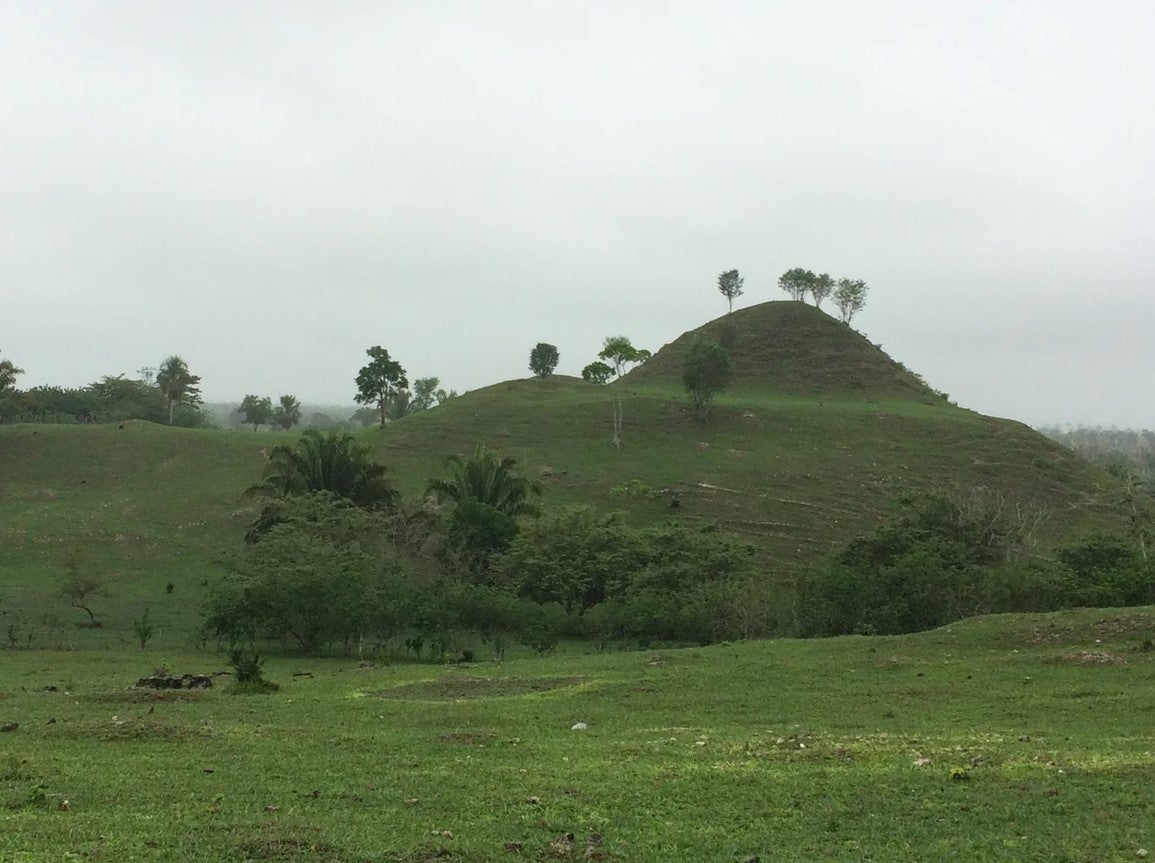 A grass-covered mound in Ucanal that conceals a major pyramid, which has yet to be properly excavated