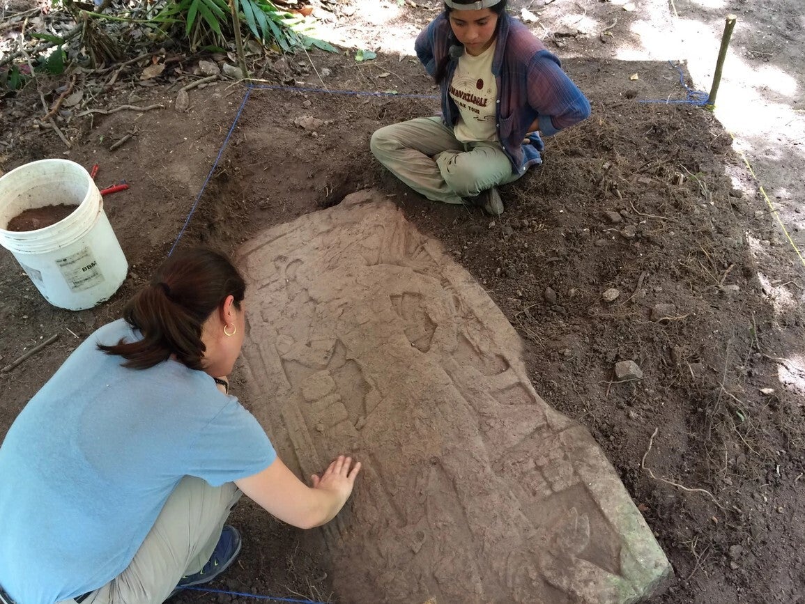 Archaeological investigators at Ucanal have so far discovered substantial numbers of important artefacts – including this beautifully carved monolith that may date to 879AD