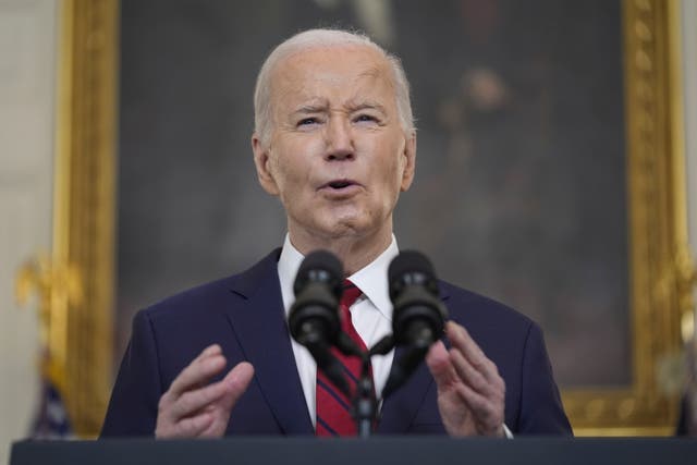 <p>President Joe Biden speaks before signing a $95 billion Ukraine aid package that also includes support for Israel, Taiwan, and other allies, in the State Dining Room of the White House, Wednesday, April 24, 2024, in Washington. (AP Photo/Evan Vucci)</p>