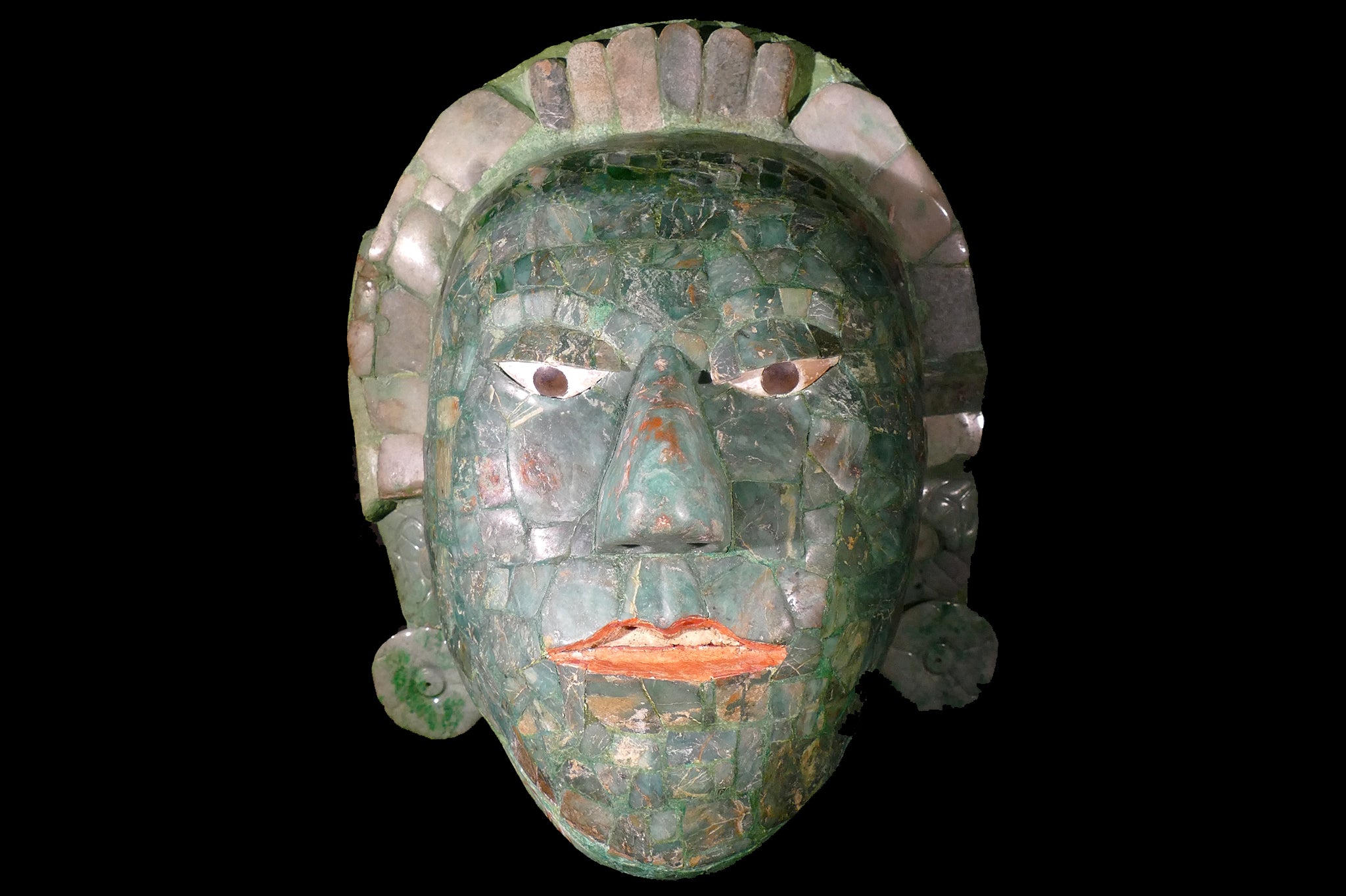Maya royalty: probable conquerors burned the kingdom’s sacred regalia, including a jade death mask much like this one