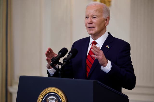 <p>President Joe Biden delivers remarks after signing legislation giving $95bn in aid to Ukraine, Israel and Taiwan in the State Dining Room at the White House on April 24, 2024. Part of the law will force the sale of TikTok or cause it to be banned in the US </p>