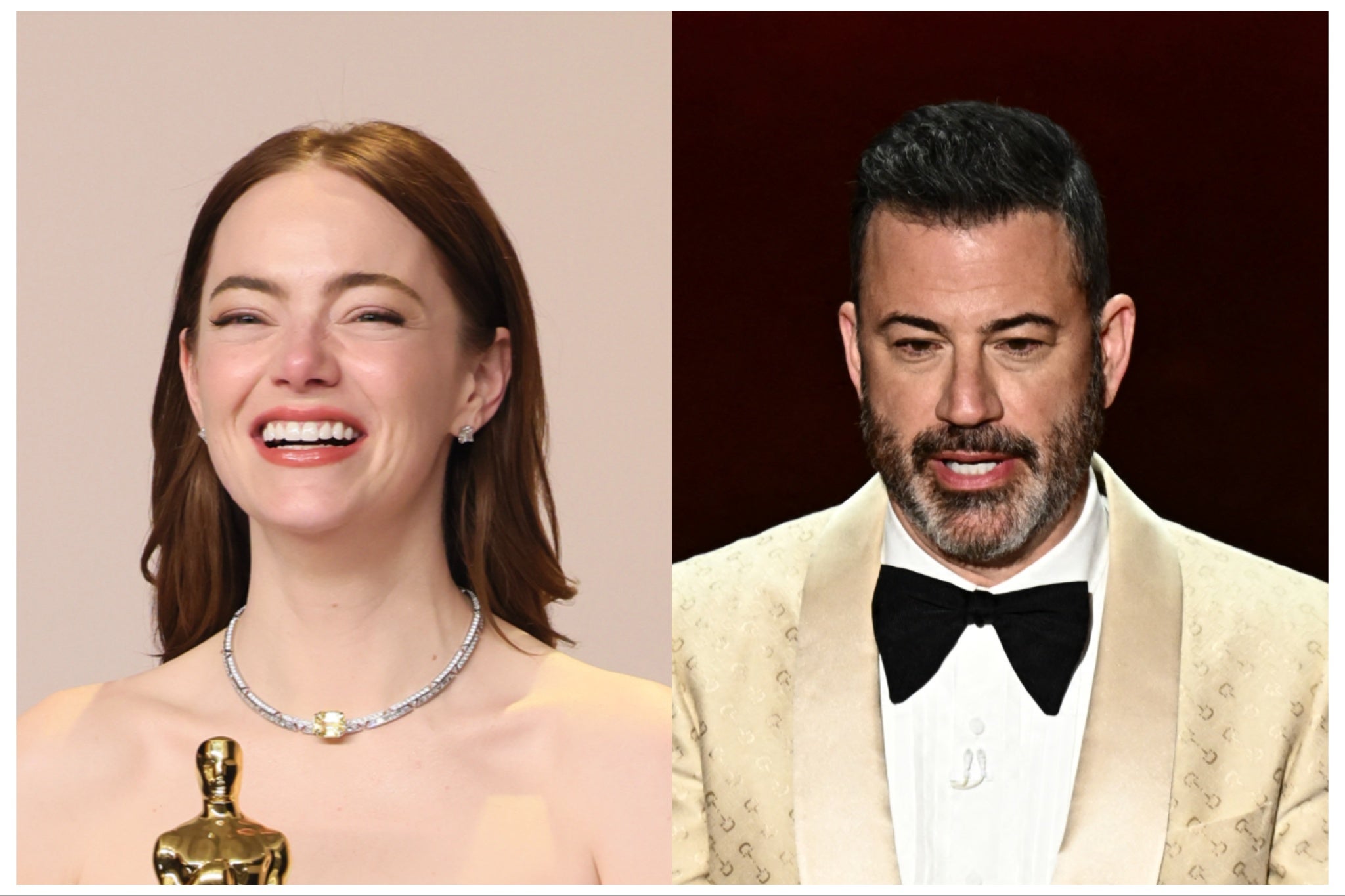 Emma Stone and Jimmy Kimmel at the Oscars 2024
