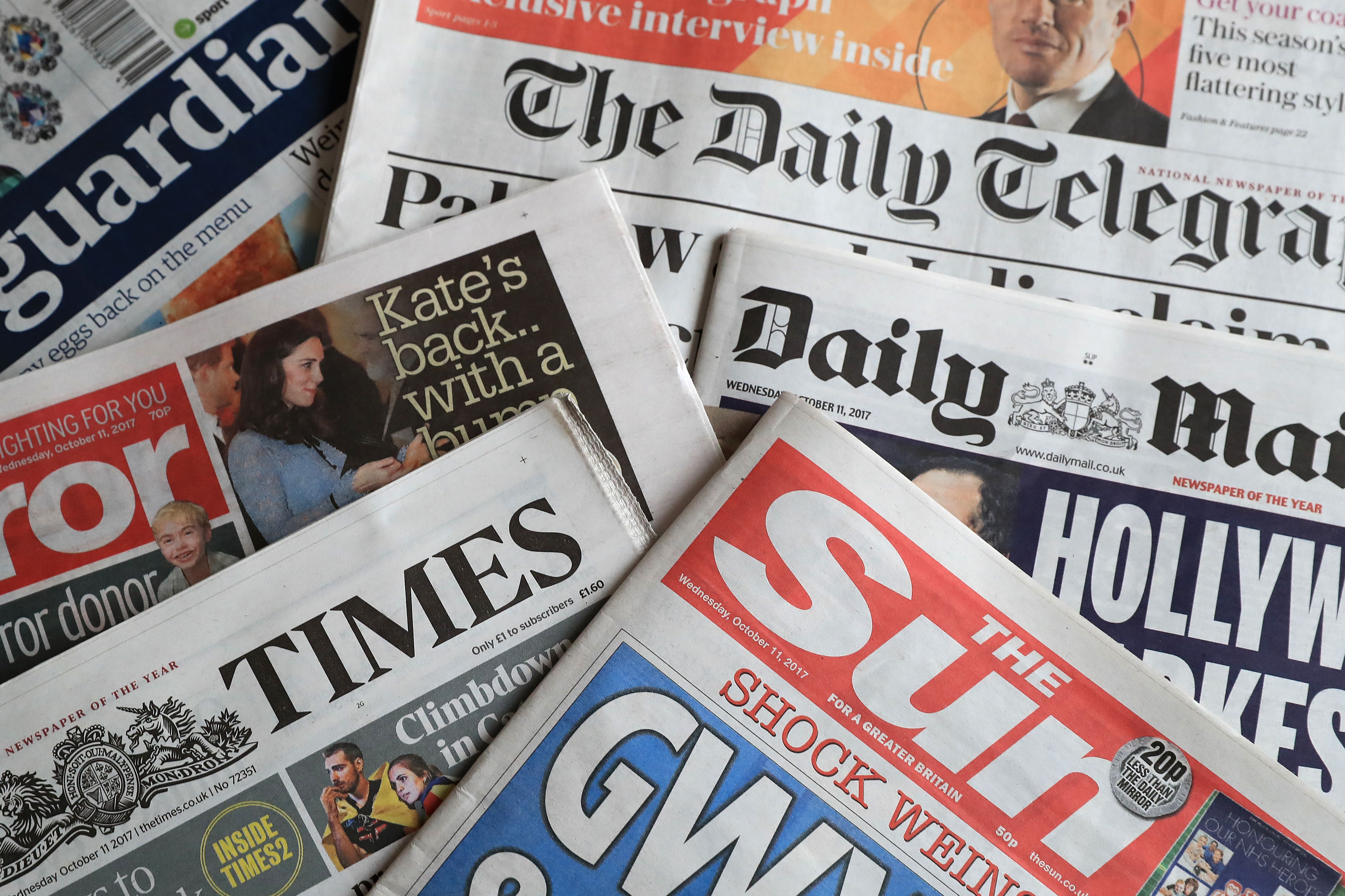 A collection of British newspapers (Peter Byrne/PA)