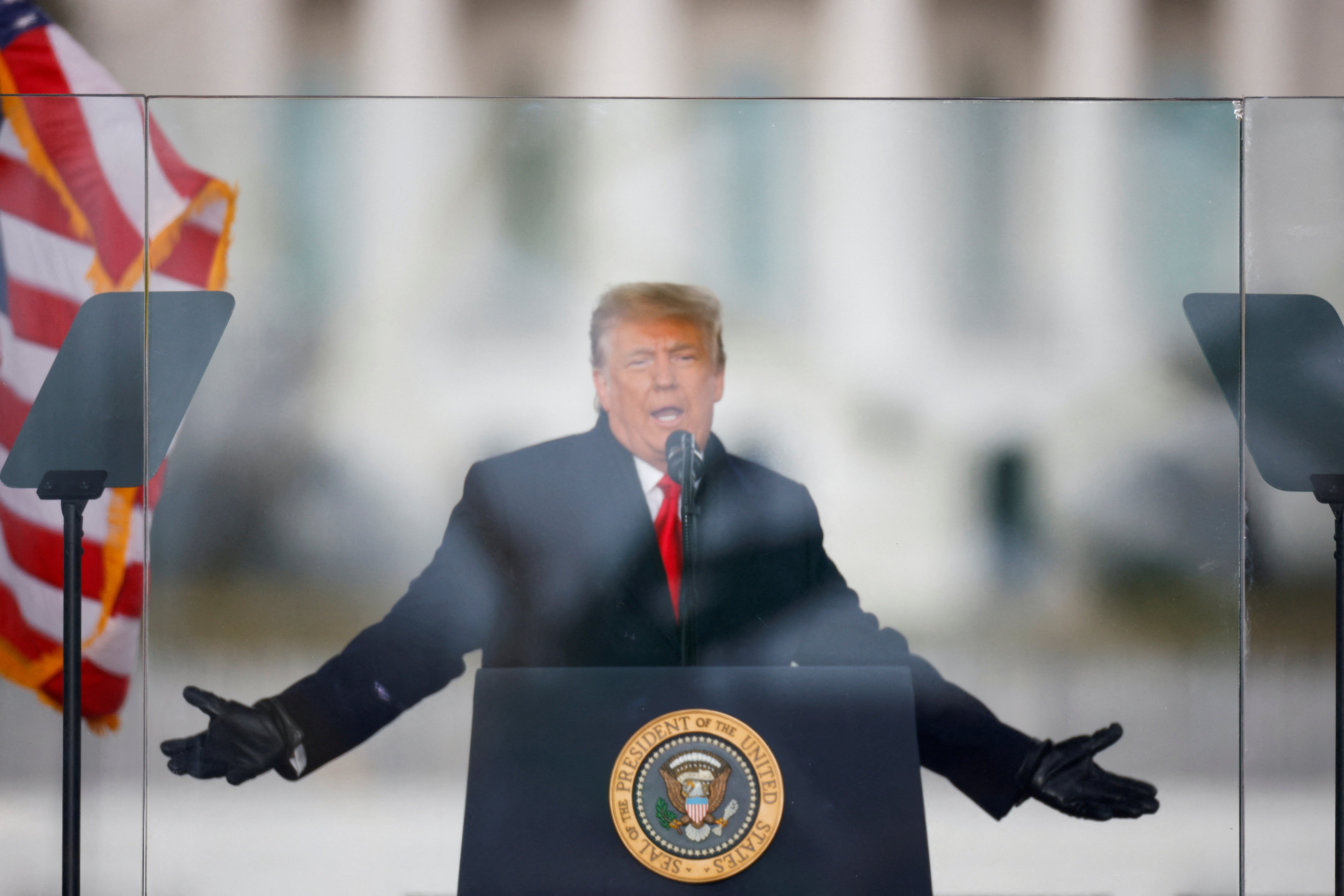 US president Donald Trump gestures as he speaks during a rally on January 6 2021