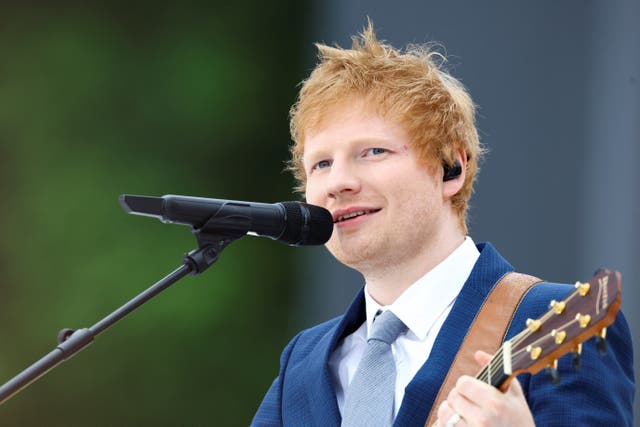 <p>Ed Sheeran is donating a signed guitar (Hannah McKay/PA)</p>