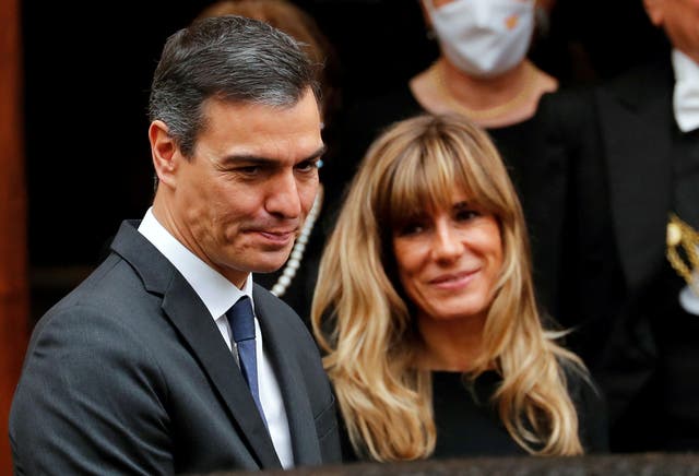 <p>Spanish Prime Minister Pedro Sanchez and his wife Maria Begona Gomez Fernandez leave after meeting with Pope Francis, at the Vatican</p>
