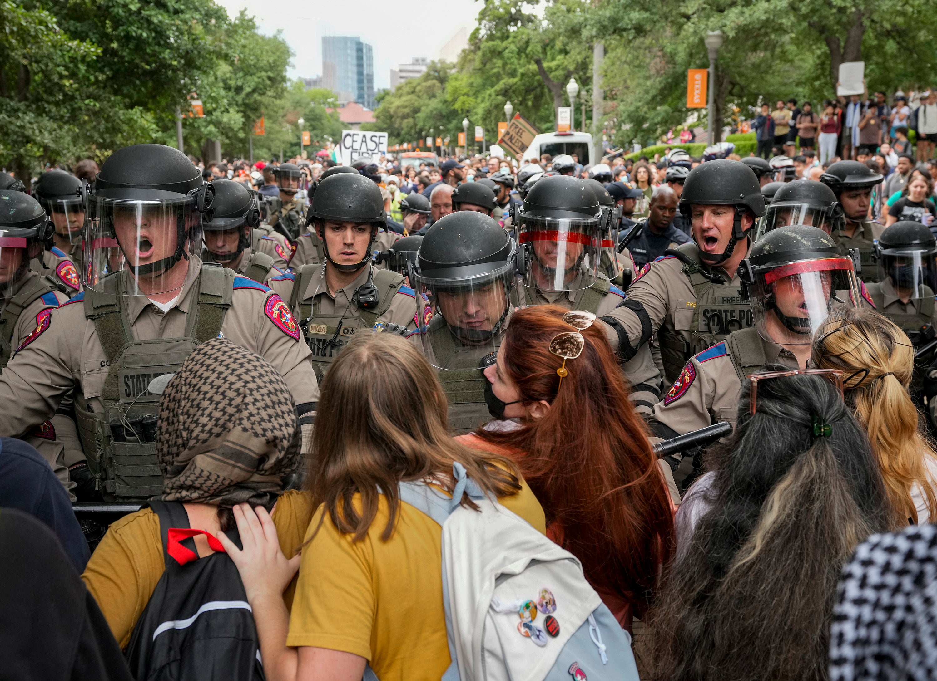 Texas state troopers cracked down on protests at UT at Austin on Wednesday on the order of Governor Greg Abbot