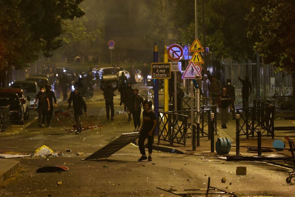 Protesters riot in Nanterre, west of Paris, on June 28, 2023, a day after the killing of 17-year-old boy