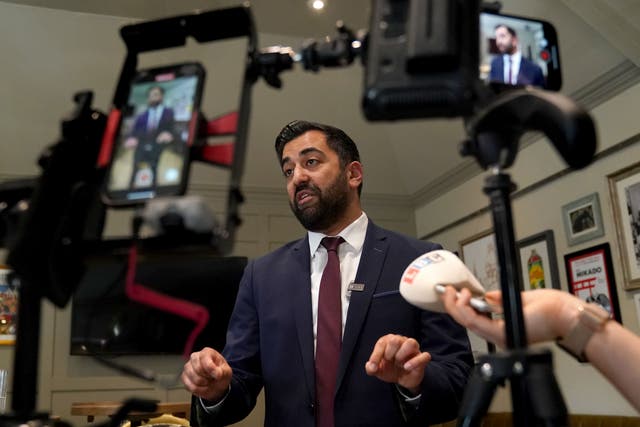 <p>Humza Yousaf gave a speech at Bute House on his decision to end the powersharing deal with the Scottish Greens (Andrew Milligan/PA)</p>
