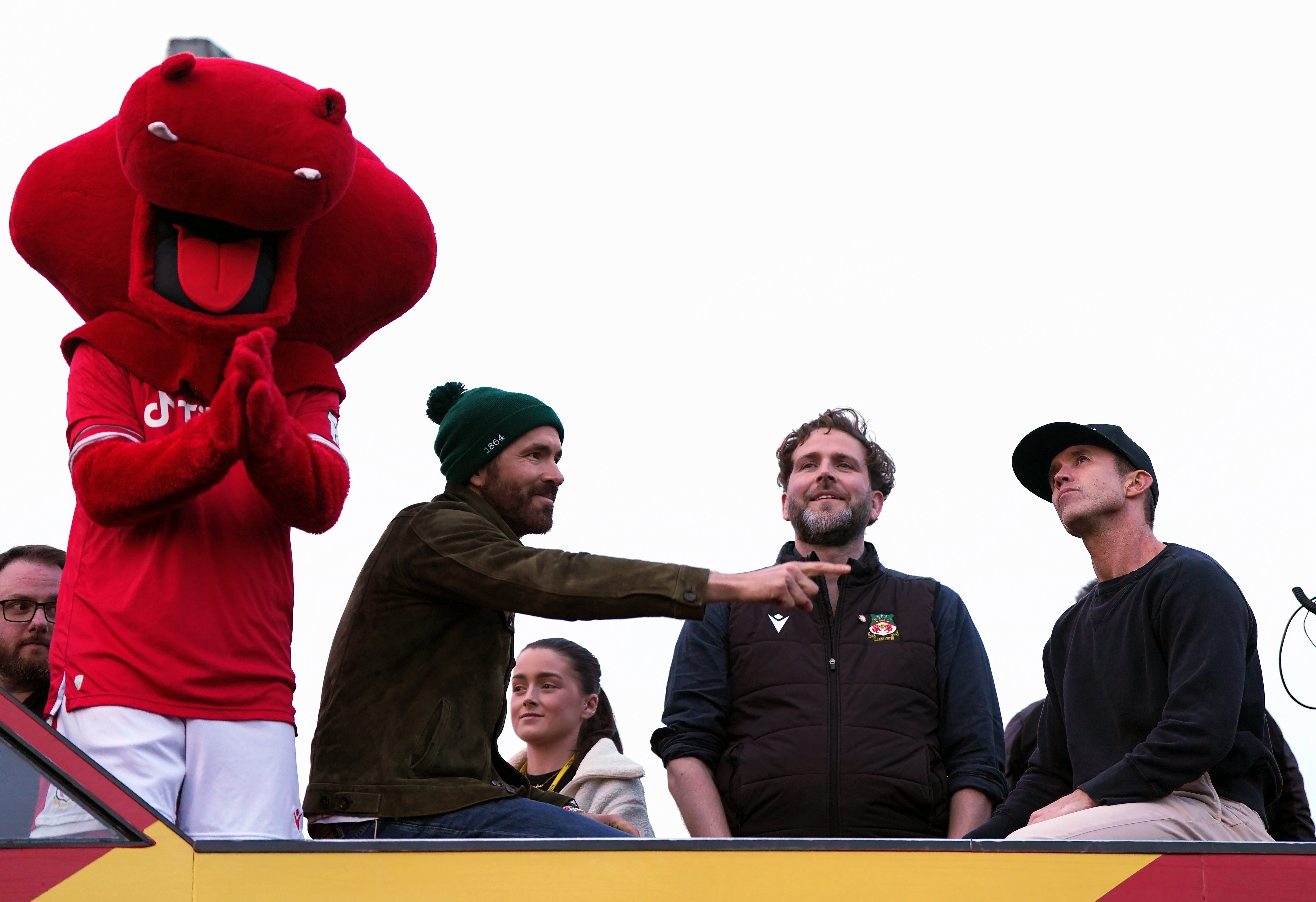 Ker with Wrexham owners Ryan Reynolds and Rob McElhenney