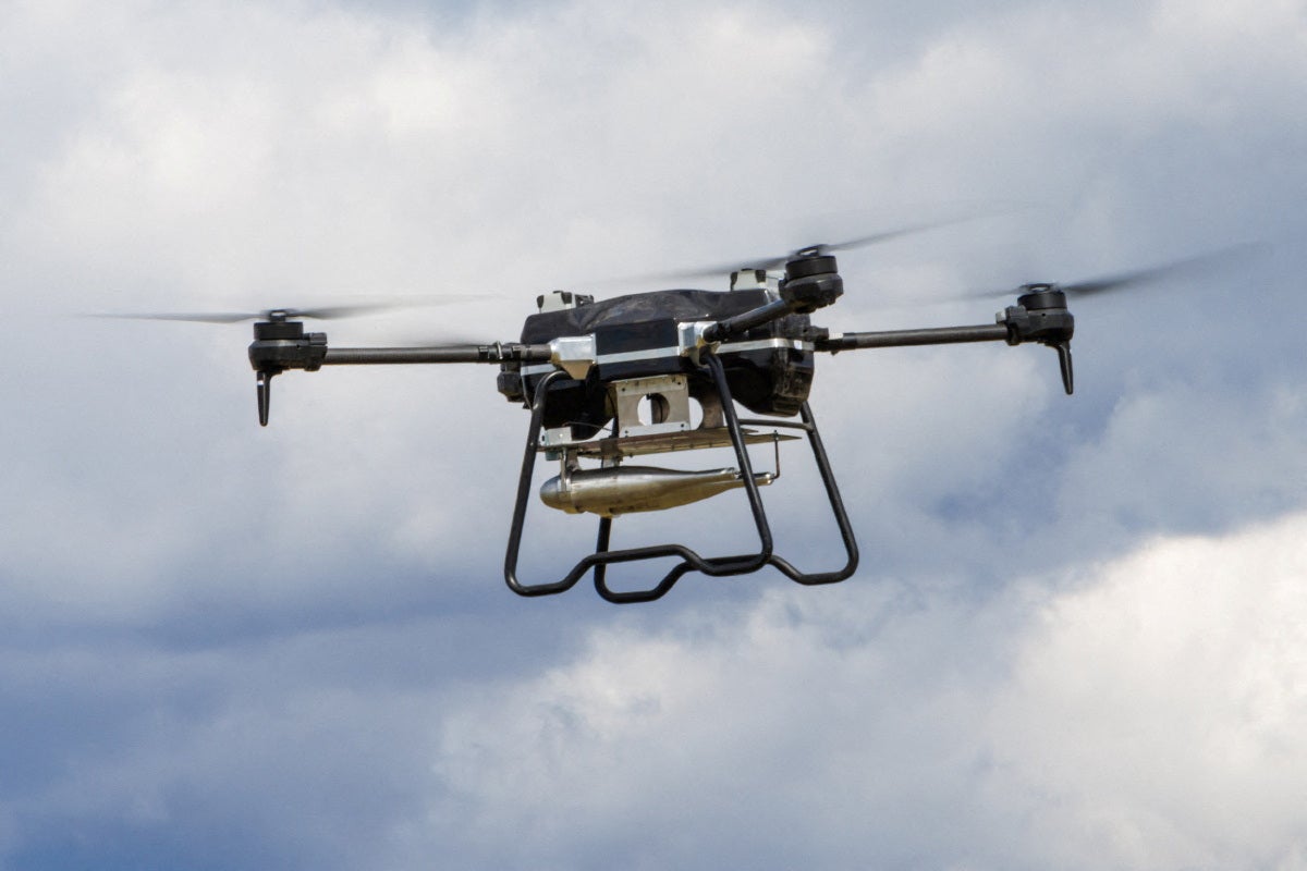 A demonstration flight of a Russian military drone being tested in Moscow