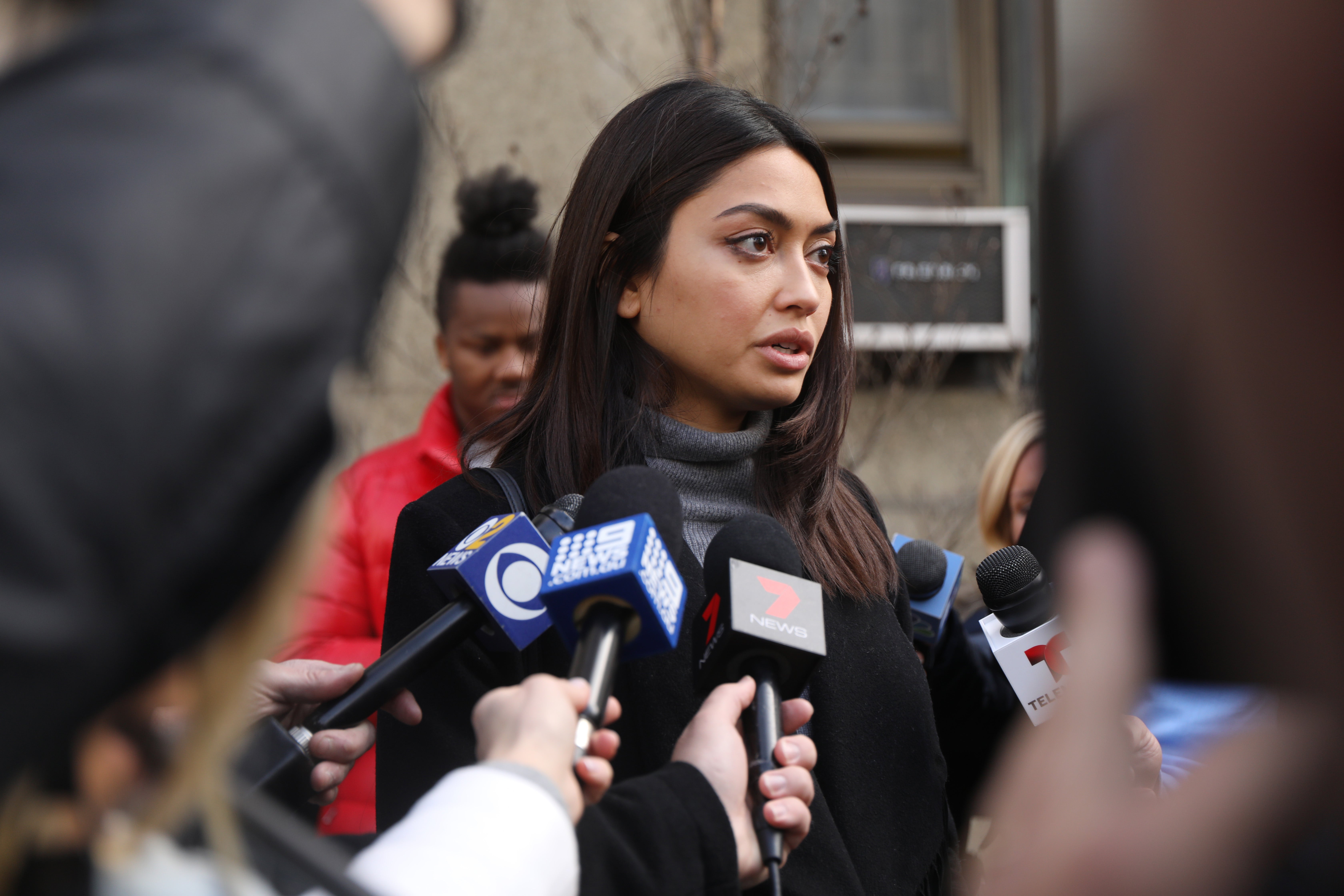 Model Ambra Battilana Gutierrez, pictured speaking after Harvey Weinstein’s 2020 trial, called the decision part of an ‘ongoing failure’