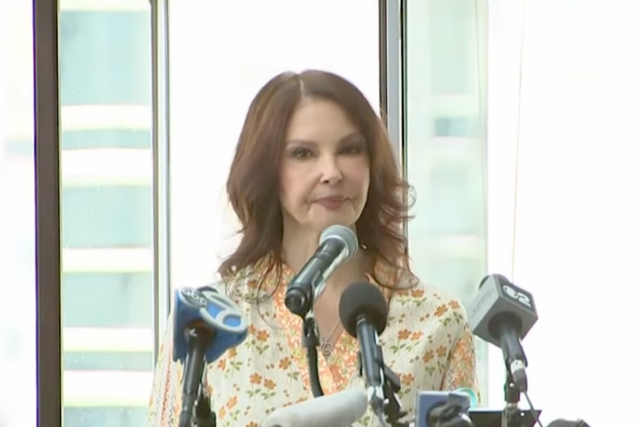 <p>Ashley Judd, pictured speaking at a Thursday press conference, was the first woman to come out against Harvey Weinstein in 2017</p>