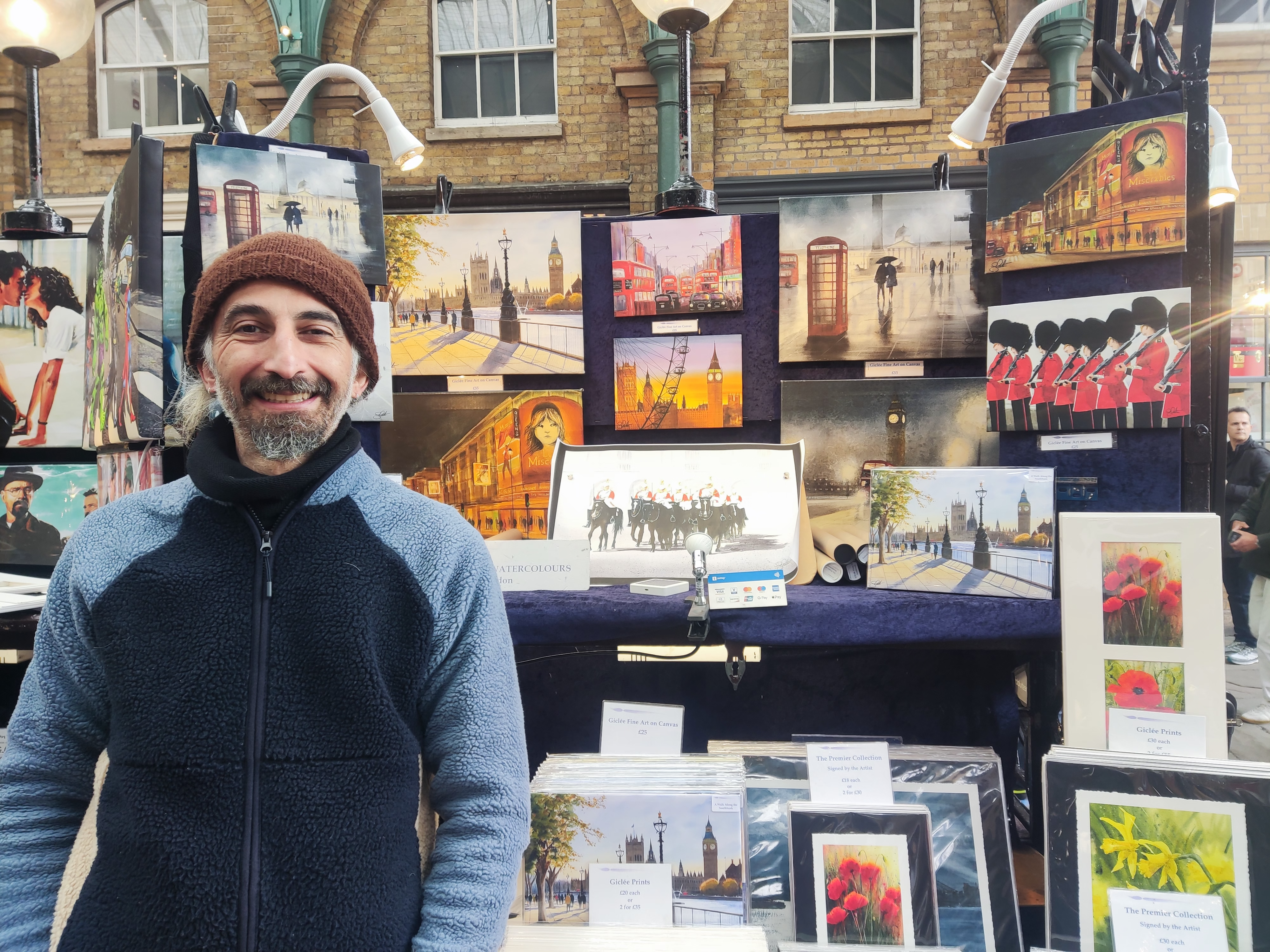 Tevfik Ulusoy, a watercolour dealer at Covent Garden’s historic Apple Market, says transport strikes are ‘killing us small businesses’