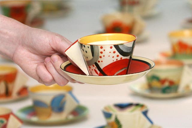 Colourful Clarice Cliff teacups (Lewis Whyld/PA)