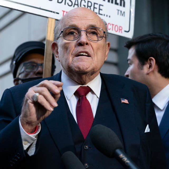 <p>Rudy Giuliani at a press conference in December 2023 </p>