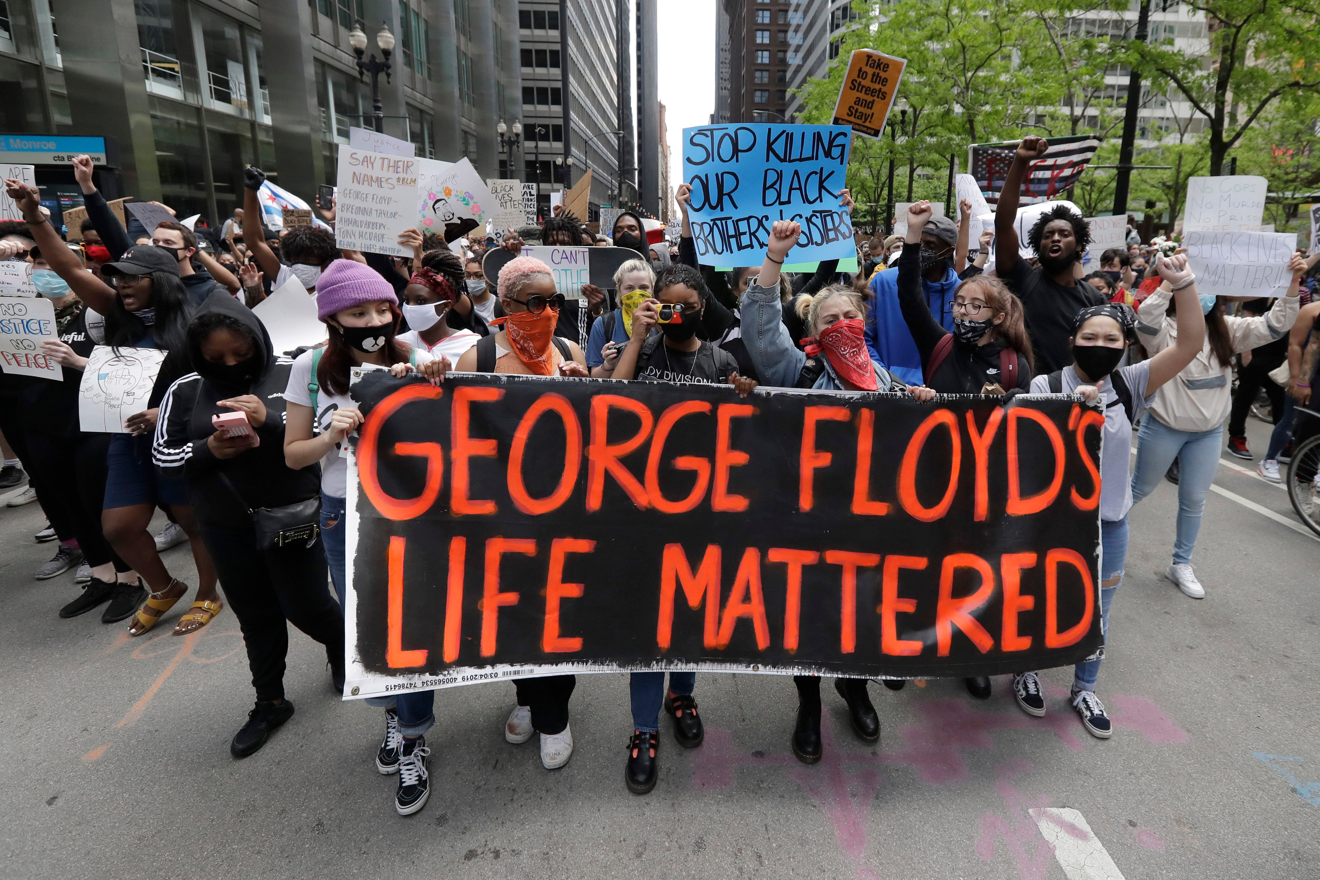 Protesters in Chicago following Floyd’s murder