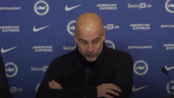 <p> Guardiola: Liverpool’s surprise Merseyside derby defeat must serve as warning to Manchester City.</p>