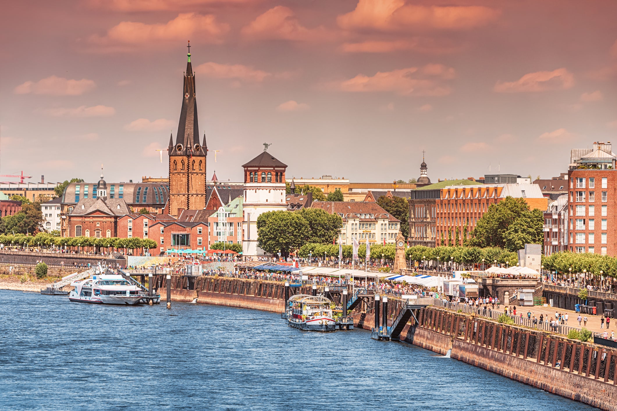 Dusseldorf sits on the Rhine, where fans will find two viewing areas